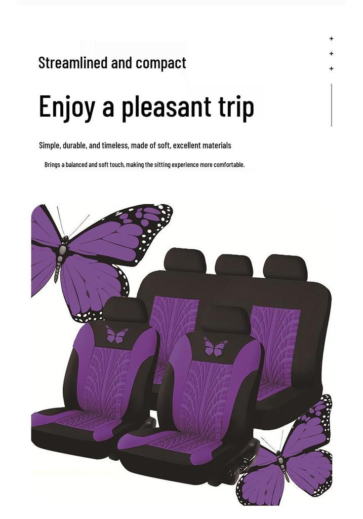 Universal 9-teiliges Sitzbezug-Set mit Schmetterlingsprägung für Fünfsitzer-Autos - Stilvolles, Bequemes und Elegantes Design