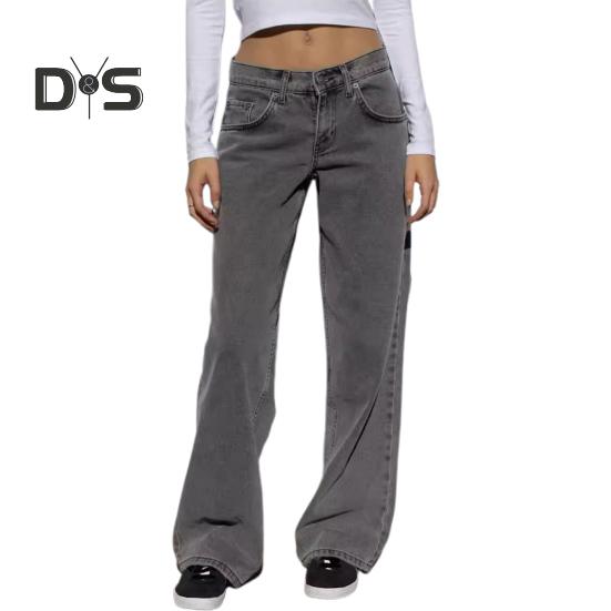Wide Leg Jeans for Women High Waist Stretchy Denim Pants with Pockets Casual Straight Leg Jean Trousers