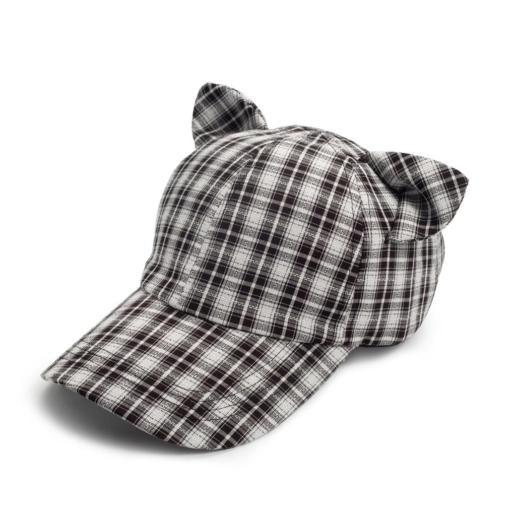 New outdoor fashion casual versatile face small visor cap cap plaid cat ears baseball cap women