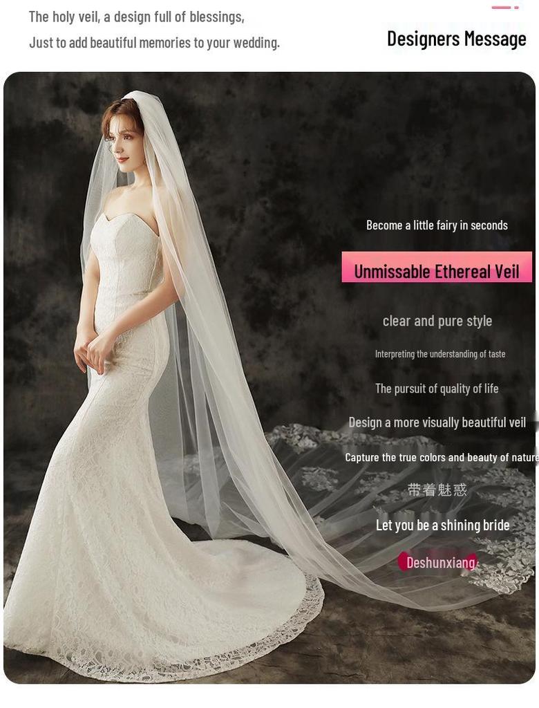 Ευρωπαϊκό & Αμερικανικό Νυφικό Βέλο Δαντέλας Καθεδρικού Ναού - Στυλ Mori.