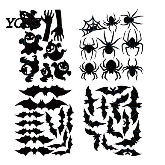 DIY Wall Decoration for Novices Halloween 3D Stickers, Self-adhesive Peel And Stick PVC Waterproof Modern Art Apartments Ghost/Bat/Spider Decals Home
