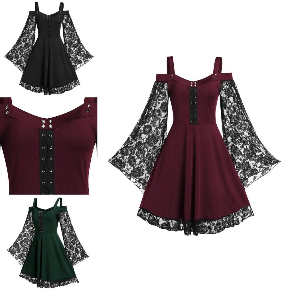 Einwortkragen Damenkleid im viktorianischen Stil mit langen Ärmeln Perfekt für Weihnachten und Ostern