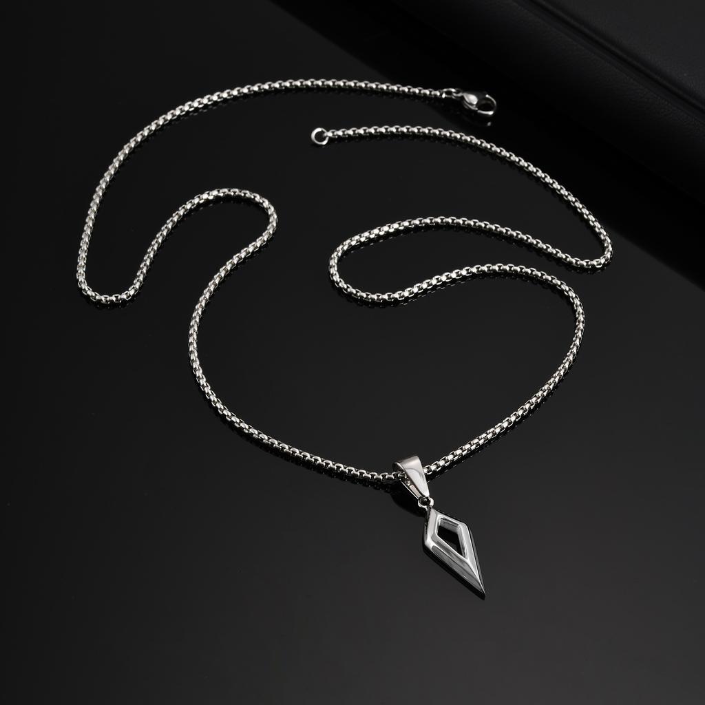 Casual Geometric Necklace for Men Boys,Stainless Steel Four Pointed Star Collar,Hiphop Punk Jewelry Gift