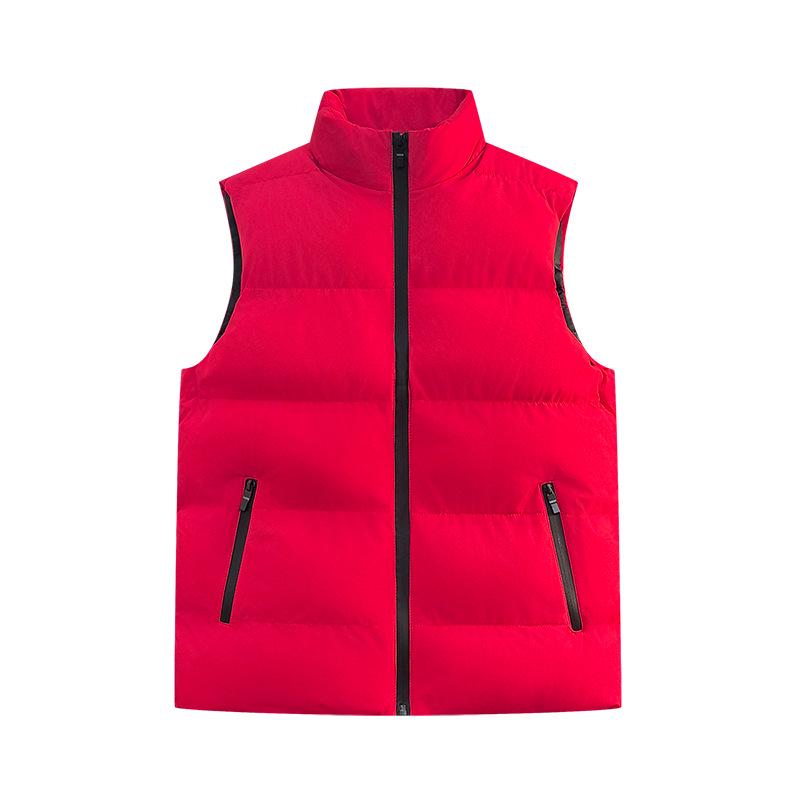 Men's Winter Stand Collar Thick Cotton Vest: Trendy, Windproof, Pure Color, Warm Shawl Jacket