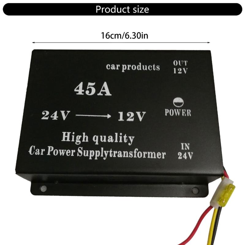 Truck Voltage Converter 45A, Efficient 24V To 12V Power Adapter With Safety Features For Vehicle Electronics Equipment