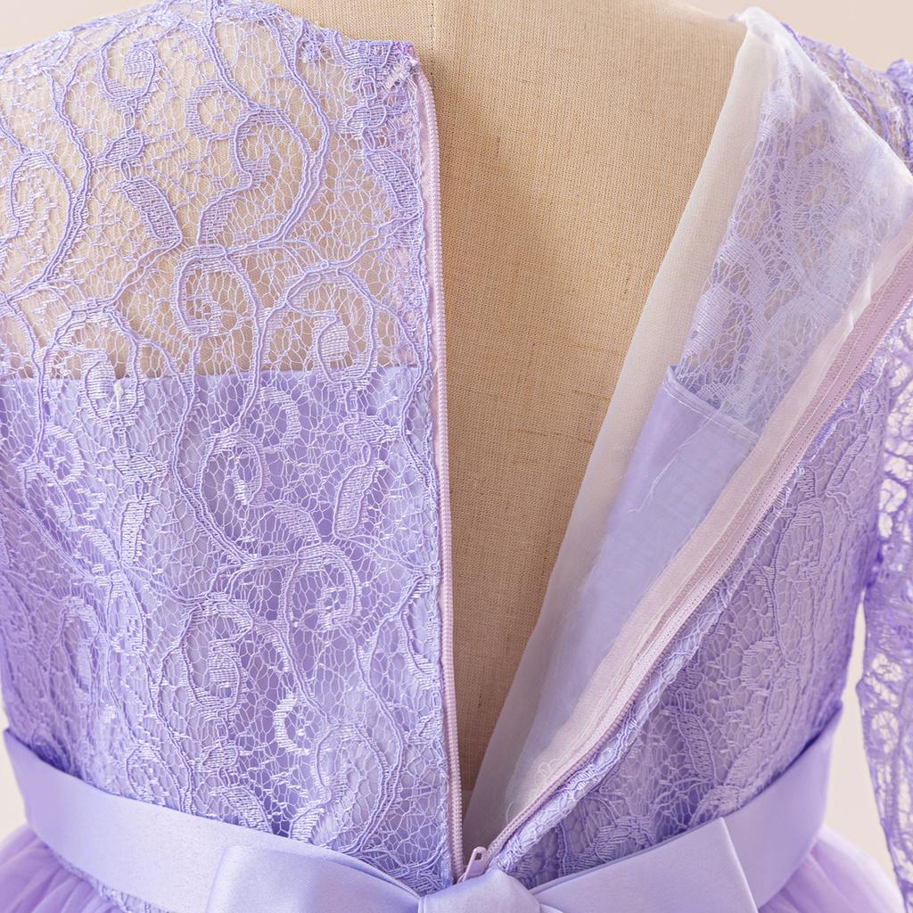 Flower Girl Princess Dress For Weddings Summer Kid Formal Bow Long Gown For School Evening Party Children New Year Cloth D0033S