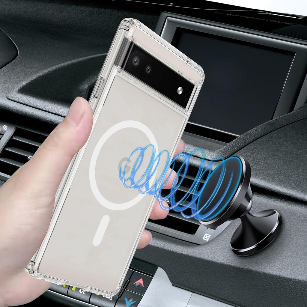 For Google Pixel 6a Case Transparent Magnetic Phone Cover Compatible with MagSafe