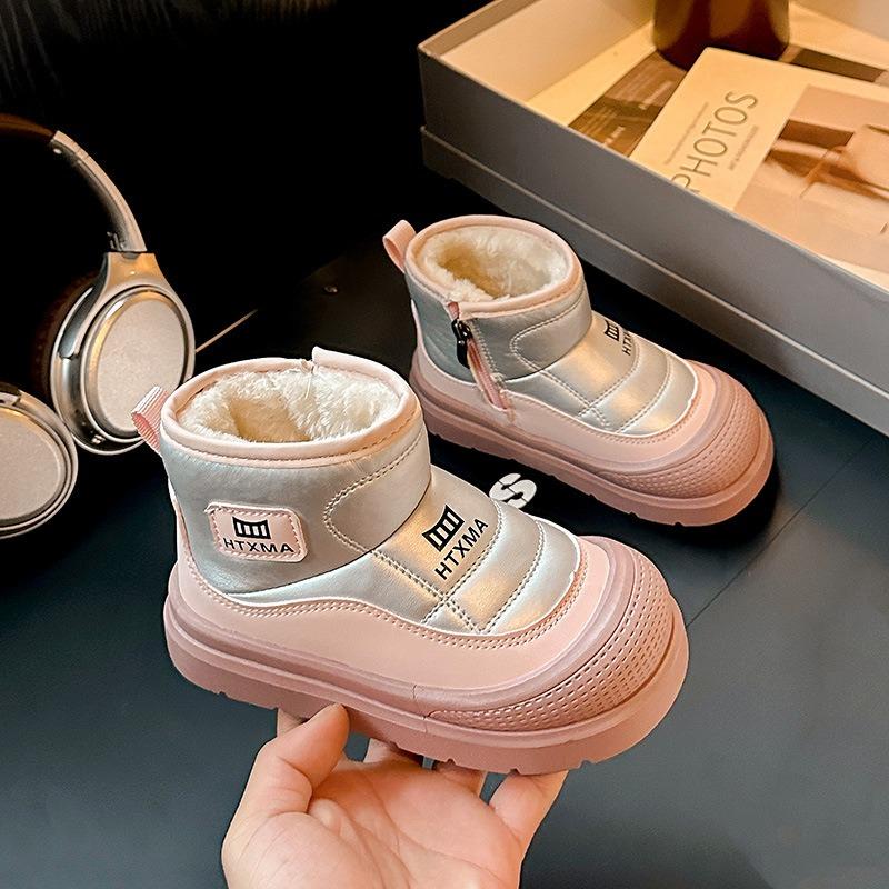 Children's cotton boots snow boots, spring new velvet thickened middle-aged and older children's and girls' protective cotton shoes warm cotton boots