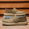 Italienische Herren Freizeitschuhe aus echtem Leder Retro Büro Dicke Sohle Slipper Monk Schuhe Slipper Outdoor Fahr-Flats
