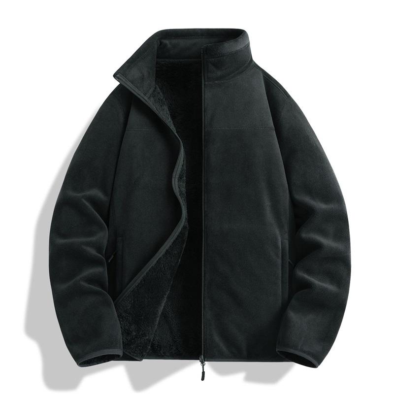 

Men s Autumn And Winter Oval Fleece With Thickened Fleece Warm Stand Collar Double Sided Jacket 4XL