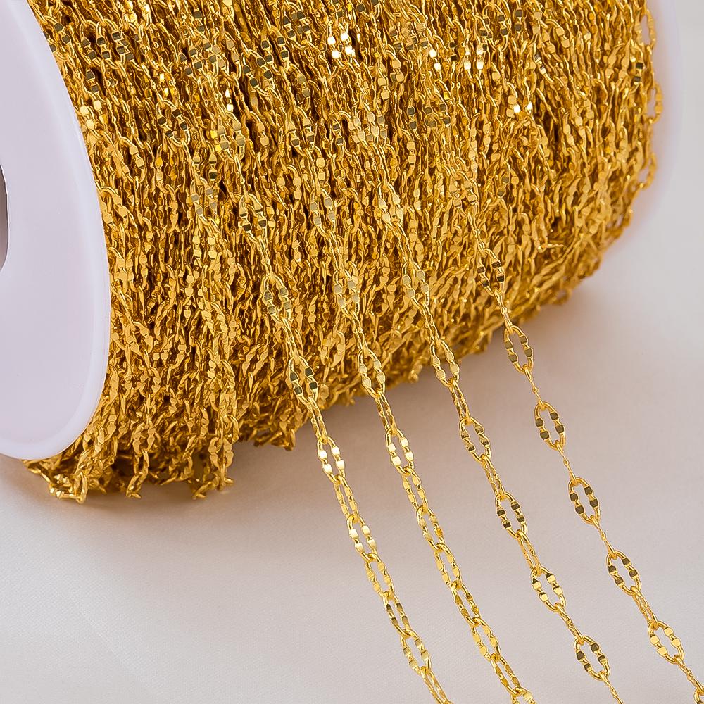 1Meter Copper Basic Chain Gold Plated Cable Curb Link Chains for Necklace Bracelet Handmade Jewelry Making DIY Supply Wholesale