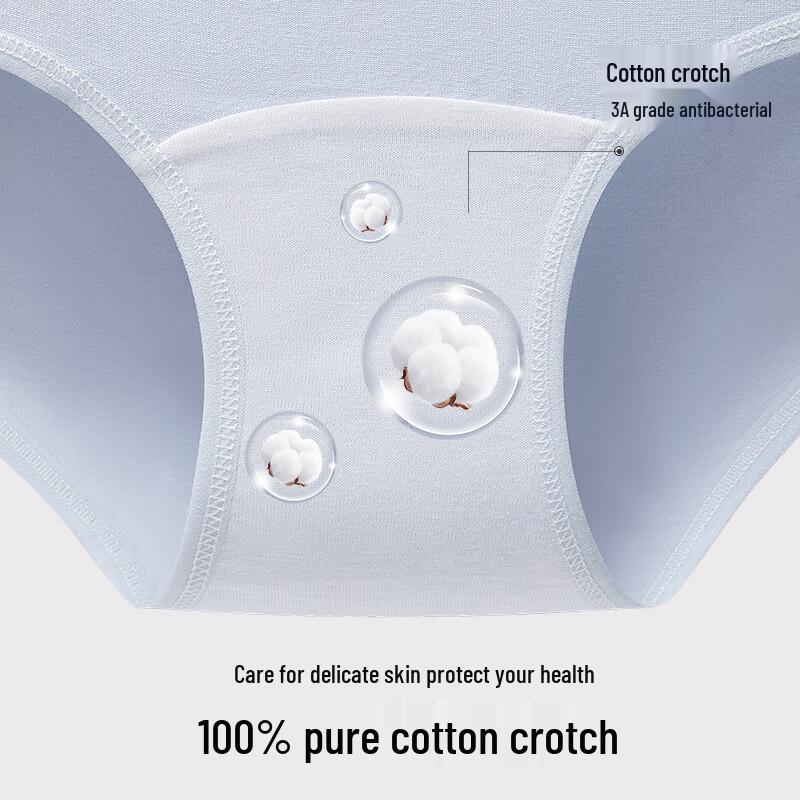 Yimian Women's 7A Antibacterial Pure Cotton Seamless Briefs 3-Pack