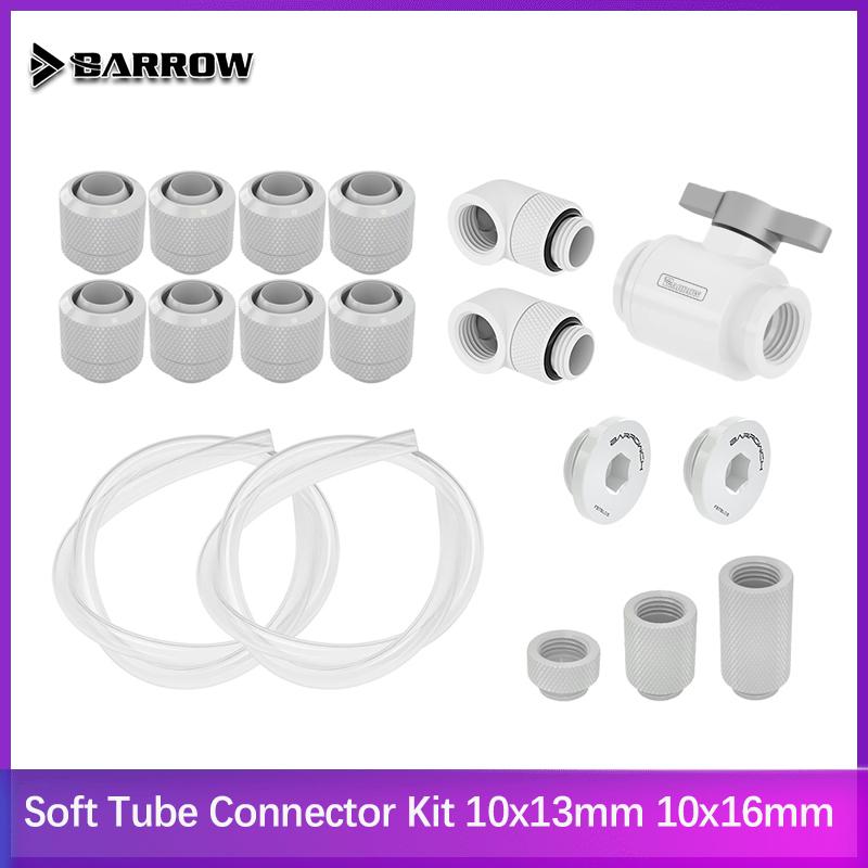 Barrow Soft Tube Connector Kit 10x13mm 10x16mm Hose Compressions 90 Degreed Rotary Water Cooling Fittings for 10x13mm hose белый