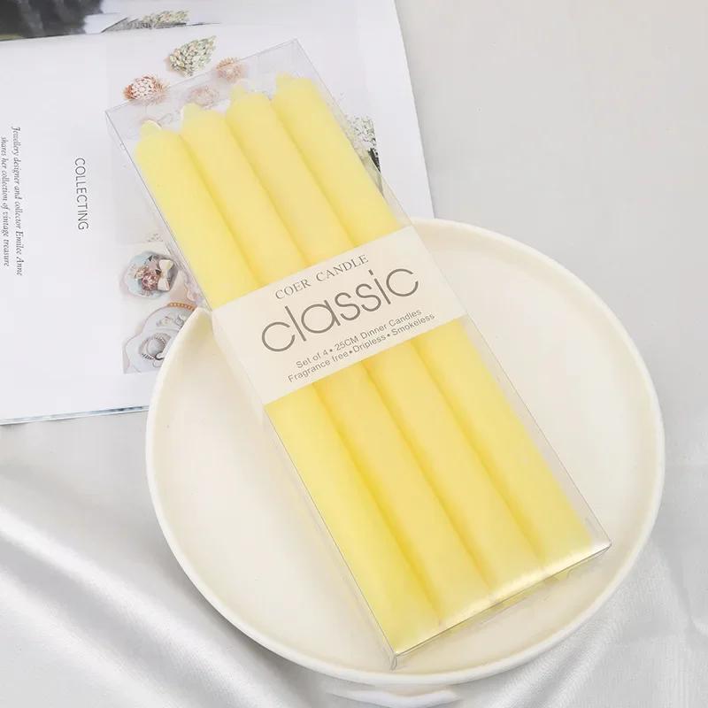 European Minimalist Solid Color Candle Long Straight Pole Pearl Design Home Wedding Dinner Decor Western Style Candle Ornament
