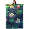 Serene Lotus Soft Warm Cozy Beautiful Flowers Pond Throw Blanket Gifts
