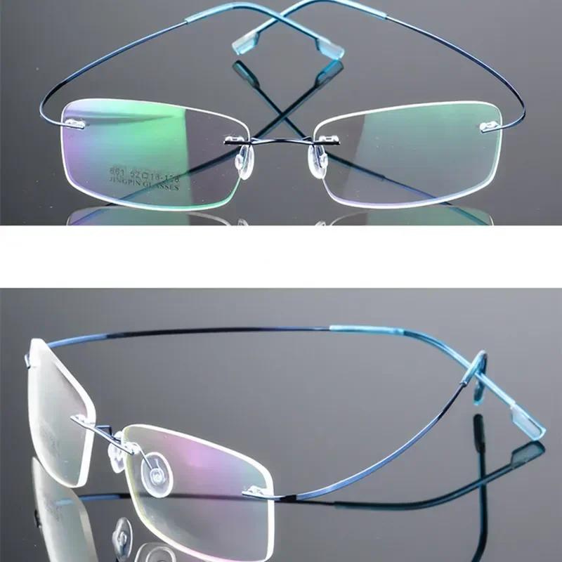 Titanium Alloy Rimless Glasses Frame Men Prescription Eyeglasses Myopia Optical Frame Screwless Eyewear Only Eyeglass Frames