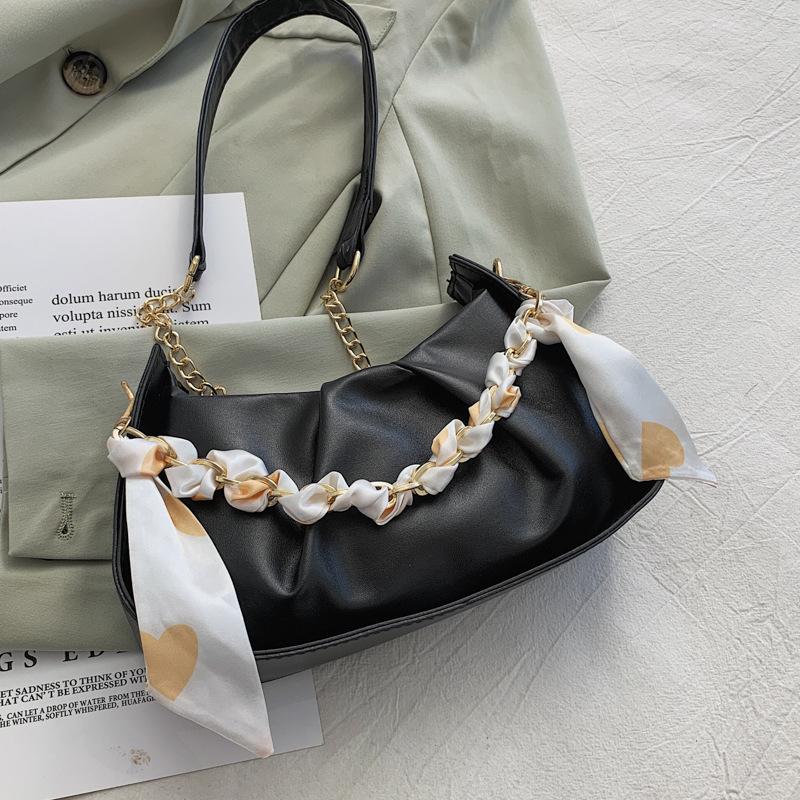 

Foreign-style ribbon small bag women s 2025 new fashionable and simple small fresh pleated chain single shoulder crossbody small square bag