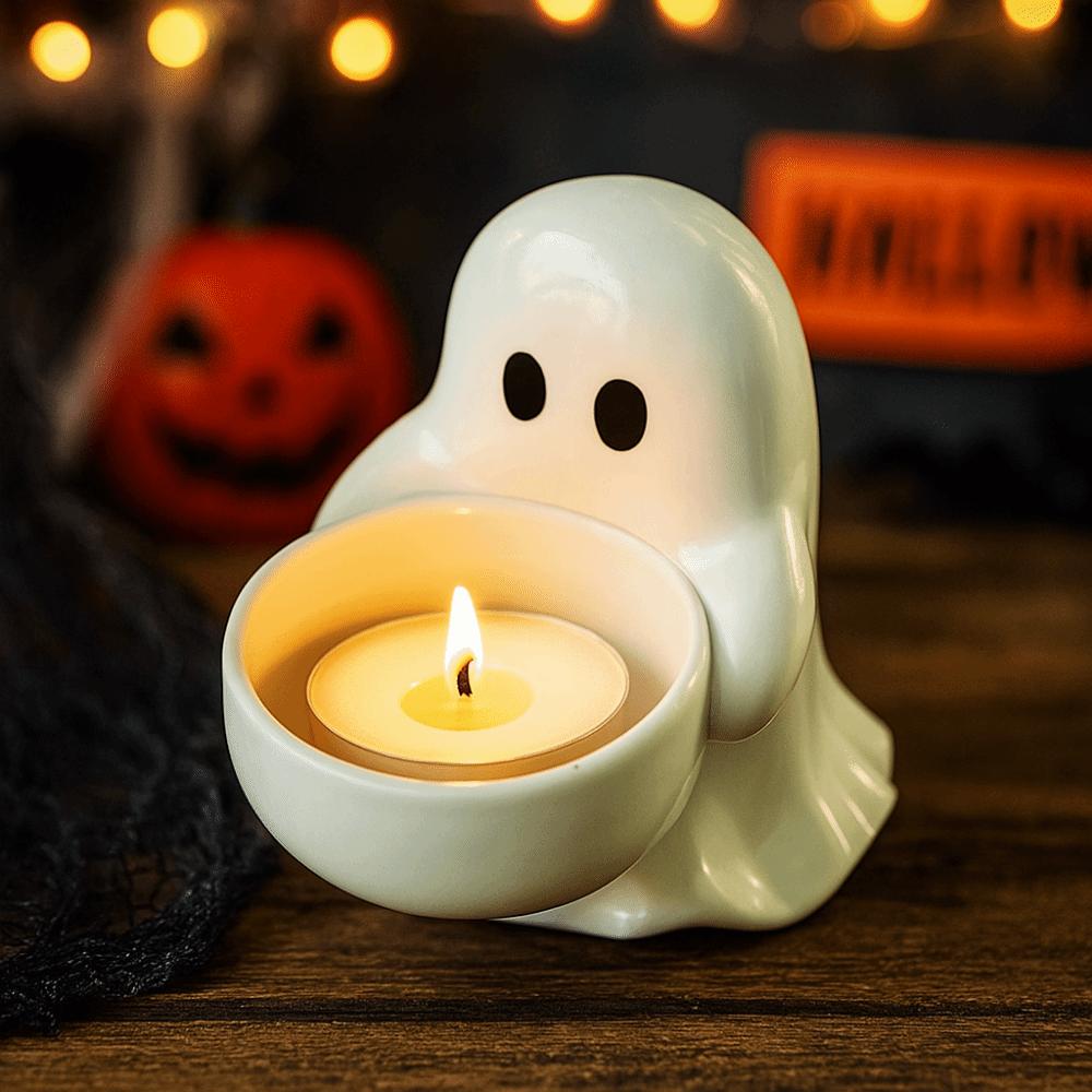 Gothic Halloween Ghost Candle Holder Resin Ghost Figurine Candle Holder  Fireplace