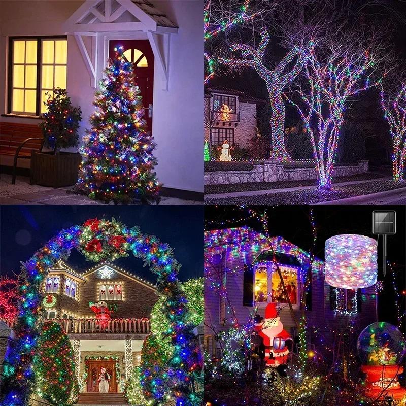 1Pack 100/200 LED Solar String Lights Outdoor Waterproof With 8 Modes Fairy Twinkle Light For Tree Christmas Wedding Party Decor