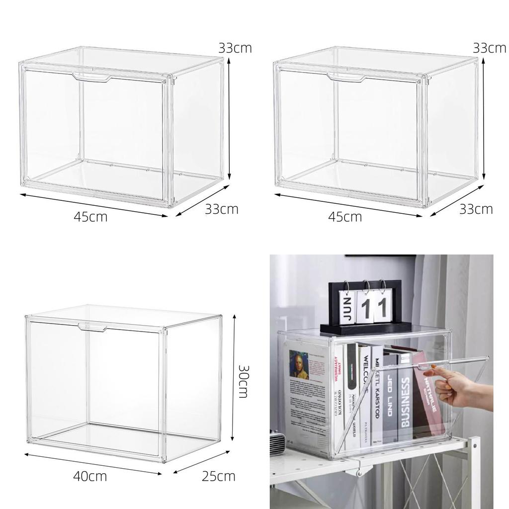 Transparent Plastic Book Storage Box With Lid For Cd Magazine Desktop Organizer