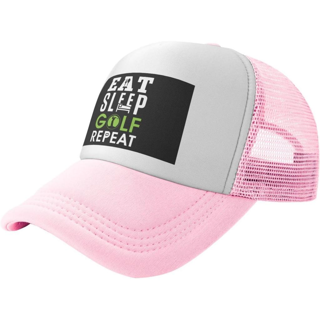 Eat Sleep Golf Repeat Trucker Hat Unisex Mesh Baseball Cap Breathable Adjustable Outdoors