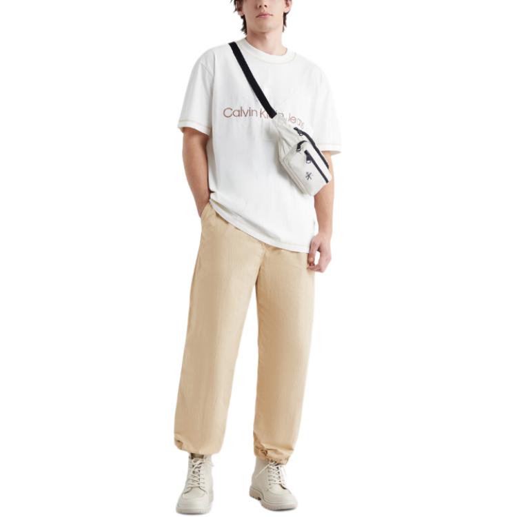 

Calvin Klein Solid Color Simple Twill Straight Leg Casual Pants Men bottoms Warm-Sand J324691-AAT M