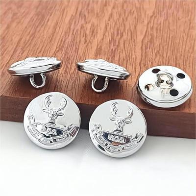 Metal Buttons High-End Clothing Accessories Hand-Sewn Round Silver Buttons Uniform Tooling Jacket Shirt Shoulder Buttons