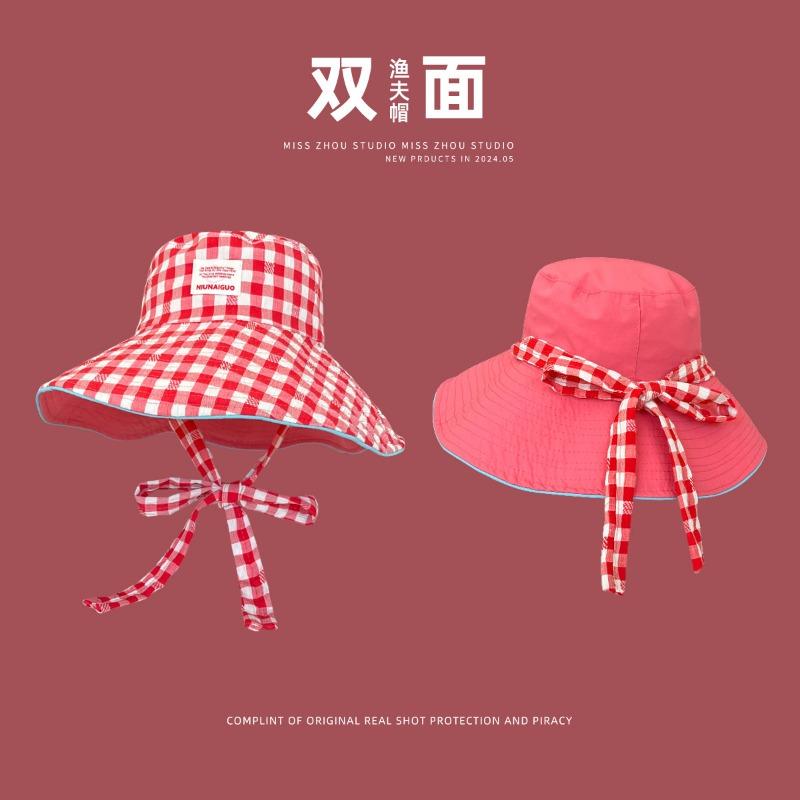 Mint Mambo Sunscreen Bucket Hat Women's Summer Double-sided Hat Large Brim Sunshade Sun Hat