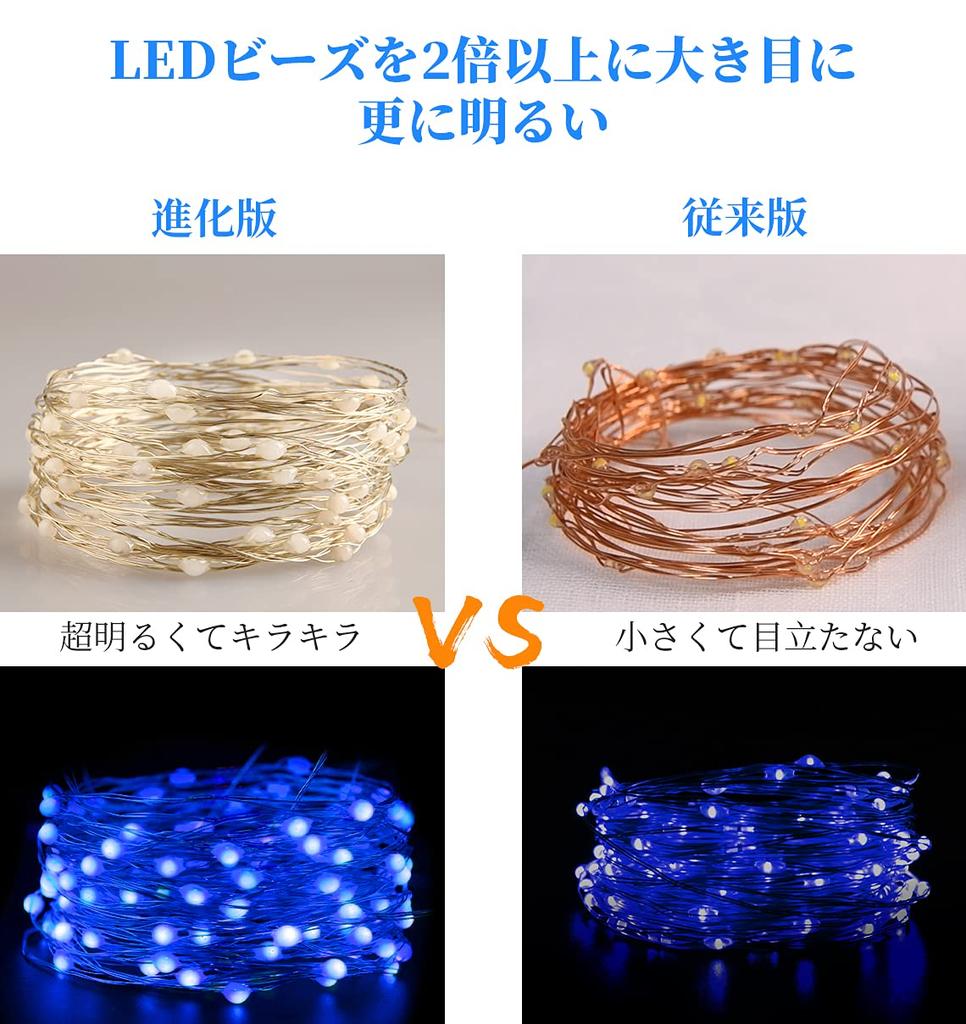 [Large Bead] LED String Lights, Solar Powered, Christmas Tree Lights, Super Bright, 20M, 200 Bulbs, 8 Lighting Modes, Automatic Nighttime Lighting,