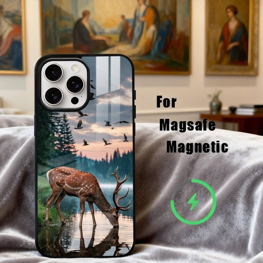 The Graceful Sika Deer Phone Case For iPhone17,16,15,14,13,12,11 Plus,Pro Max Magnetic For Magsafe Wireless Charging