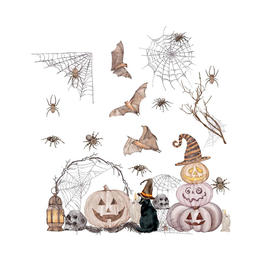 Halloween Window Stickers Glass Window Decoration Stickers Holiday Party Spider Static Stickers