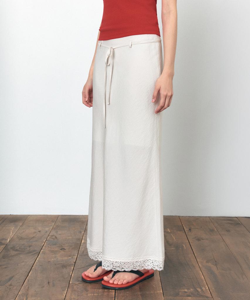 Siyajyu Sist9059 Lace Silky Long Skirt_Cream