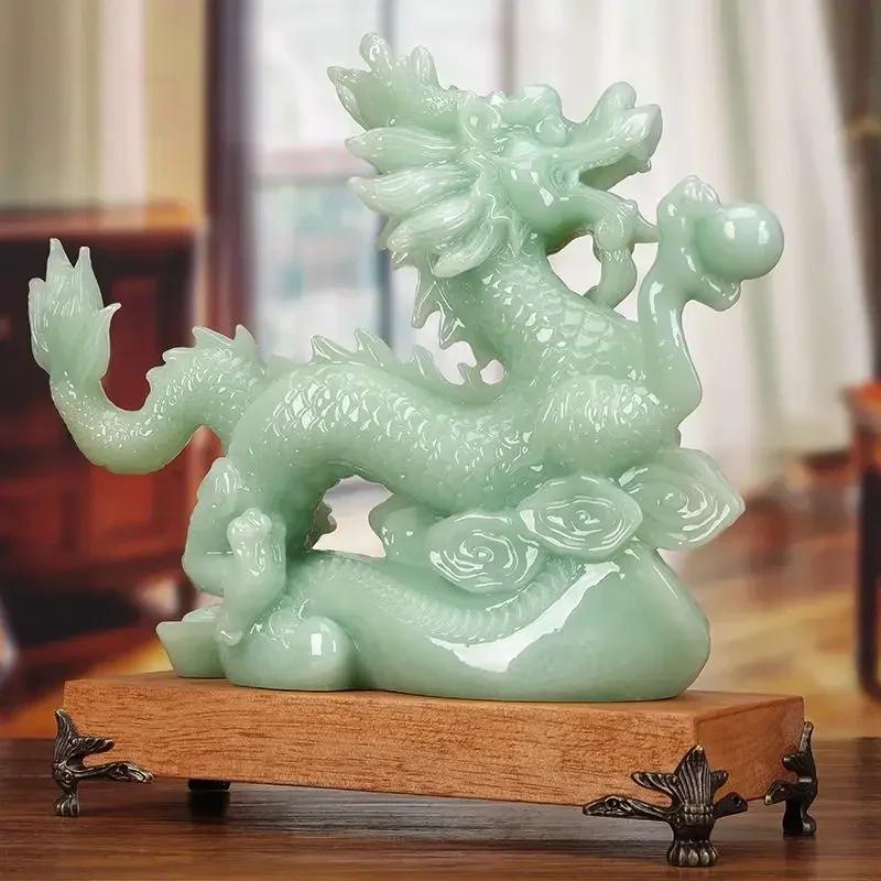 Lucky Animal Jade Housewarming Dragon Crafts Office Home Living Room Decor