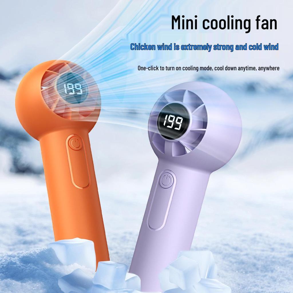 T237 Handheld High-Speed Camping Fan with Digital Display