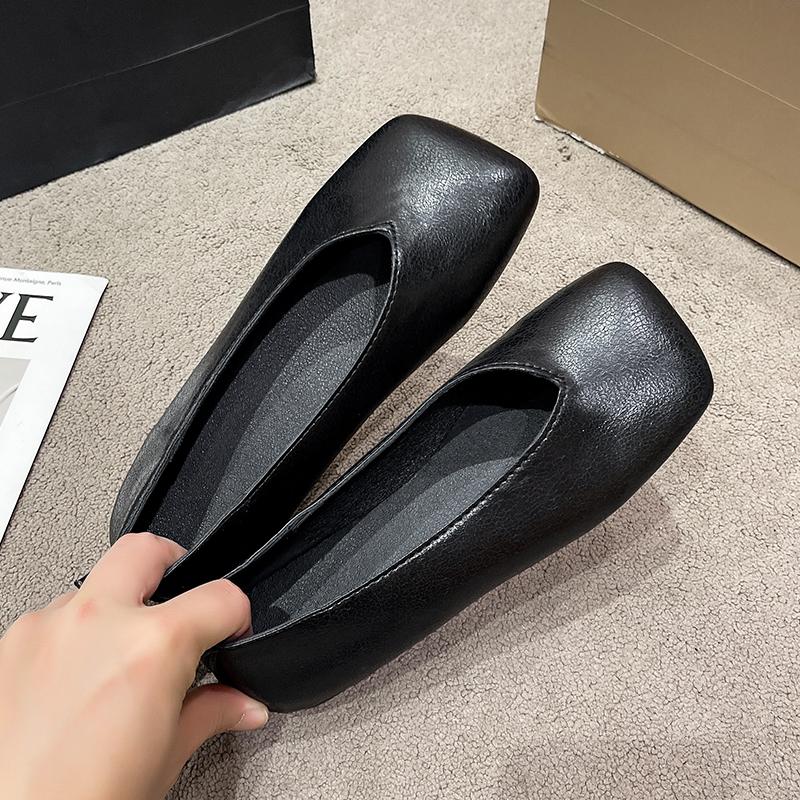Fashion 2025 Square Toe Female Footwear Soft Modis All-Match Slip-on New Retro Moccasin Dress Cute Boat Slip On Summer Flat