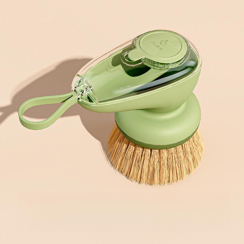 1 Stück Ergonomische Spülbürste mit nachfüllbarem Seifenspender, Naturborsten aus Sisalfasern, Ideal für Antihaftpfannen, Gusseisenpfannen
