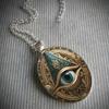 Pendant Plated & Mosaic Elegant Oval Amulet Design Necklace
