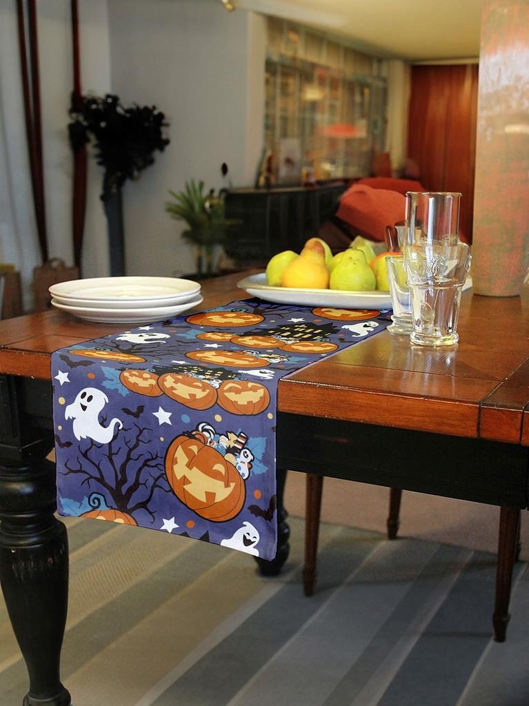 Bieżnik Dekoracyjny Na Stół Dynie Nawiedzony Dom Halloween 28X275Cm