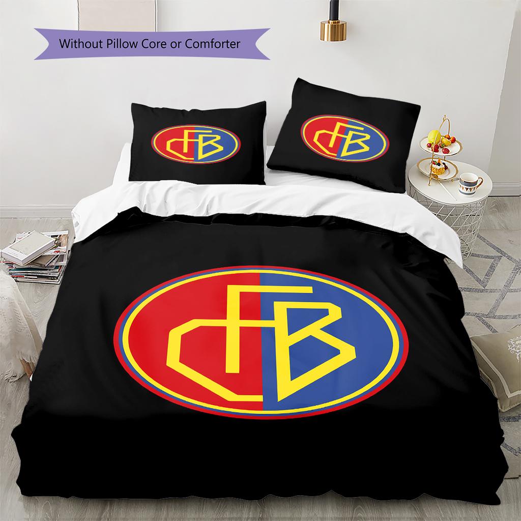 Fotbalový klub Basel Vzorované povlečení, Sada přikrývky Potah na přikrývku Povlak na polštář Domov Narozeninový dárek (1 * povlak na peřinu + 2 * povlak na polštář, bez jádra)