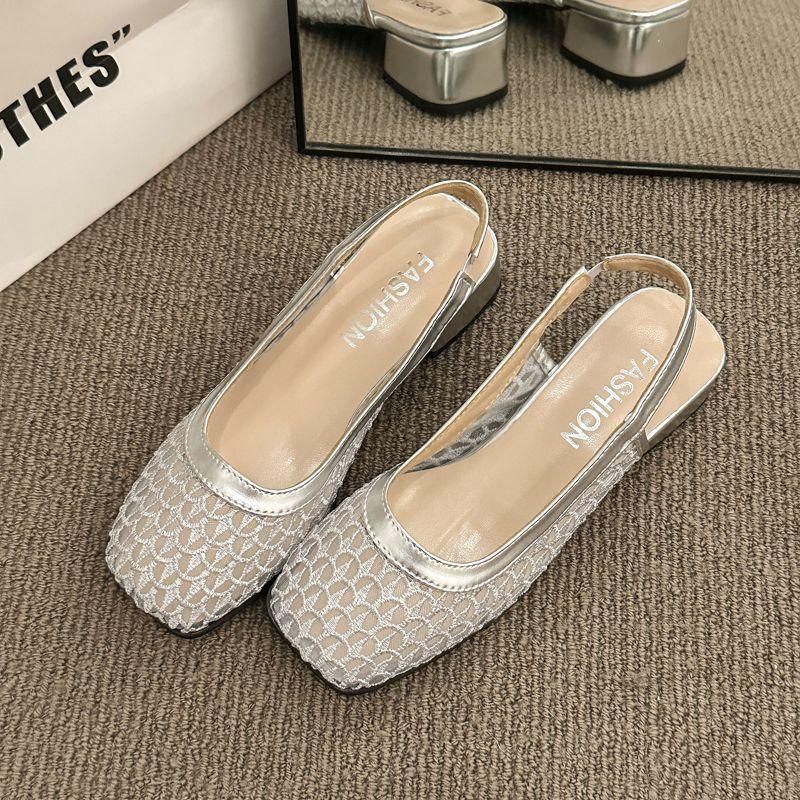 

Mesh hollow bag head sandals women s 2025 new summer French Mary Jane with skirt temperament thick heel single shoes 35