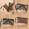 Ethnic Embroidered Long Wallet With Tassel Polyester Fabric Retro Style