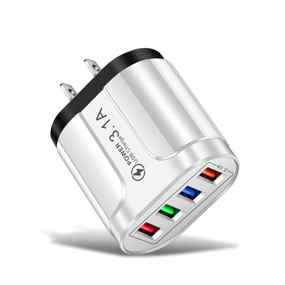 

Butterfly Travel Charger with 4 USB Ports - European, American, and British Standards - 5V/2.4A - Multi-port Home Charger US standard bare metal чорний/білий