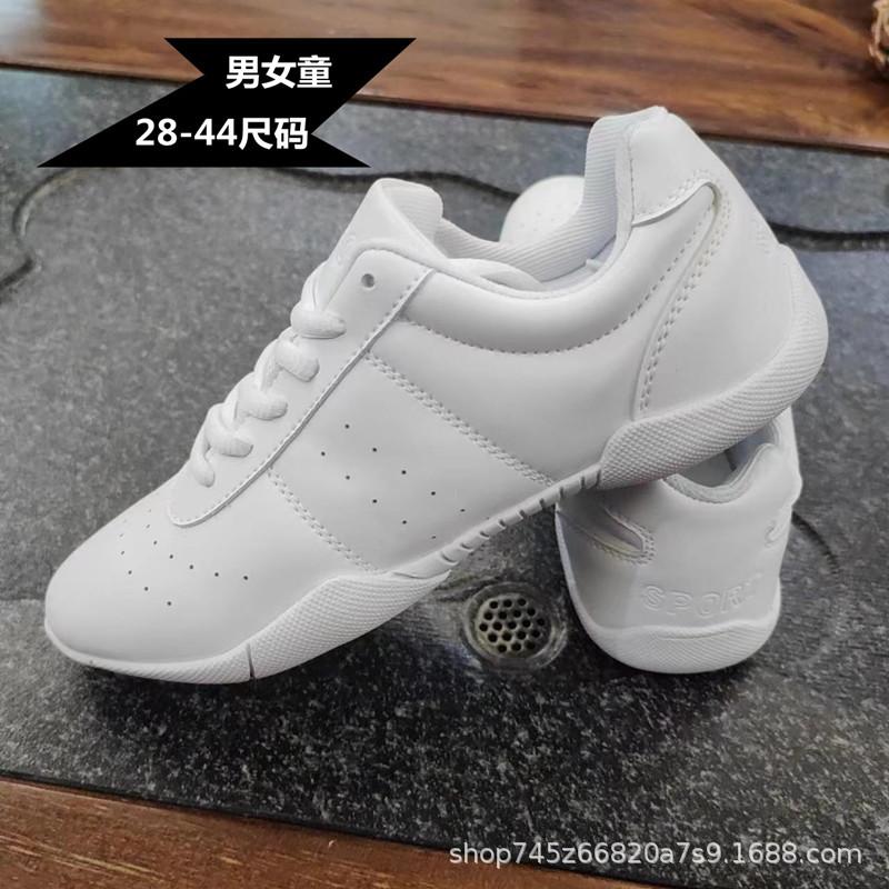 

White competitive aerobics shoes children s competition grading training cheerleading rubber men s and women s soft-soled square dancing shoes 28