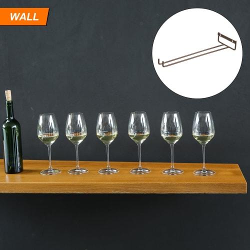 Uxcell 5-Piece Wine Glass Rack Set, 11.81" Iron Wine Glass Rack, Under-Cabinet Stemware Rack, Wall-Mounted Wine Glass Holder for Bars, Coffee Shops, R
