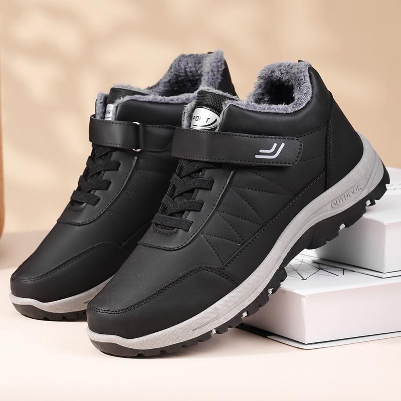 Pánské a dámské zimní teplé sněhule plus size s fleecovou podšívkou, kotníkové boty, protiskluzové turistické boty, bavlněné boty