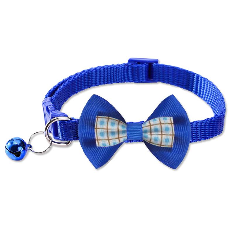 Cute Plaid Bow Tie Pet Collar Adjustable Polyester Dog Cat Necklace Bell Charm Colorful Checkered Design Winter/Spring Summer