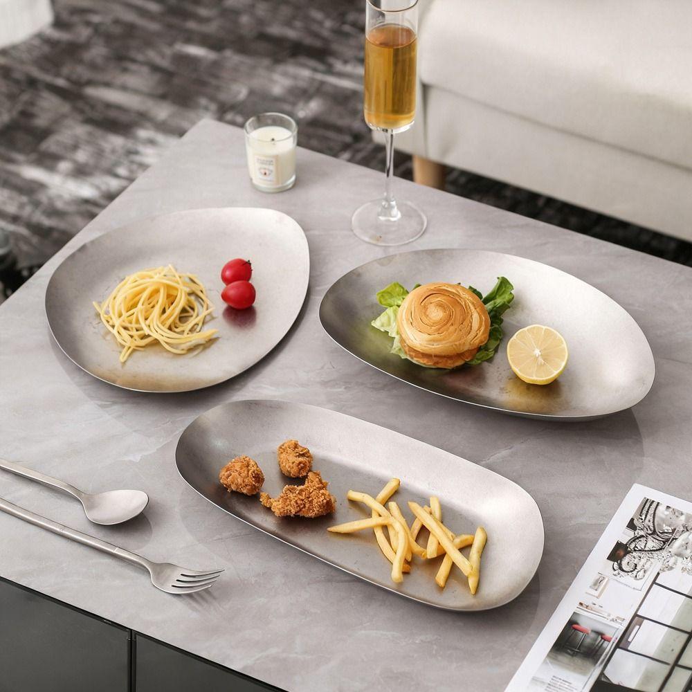 Irregular Metal Tableware Multi-functional Food Plates Vintage Metal Dinner Plate Dining Use