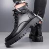 Módní pánské vysoké boty Britský styl Zimní outdoorové Sametové Zesílené Vysoké na silné podrážce Pánské pracovní boty Sněhule