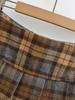 American Retro Low-Waist Plaid A-Line Mini Skirt - Women's College Style, Pleated, for Spring/Autumn