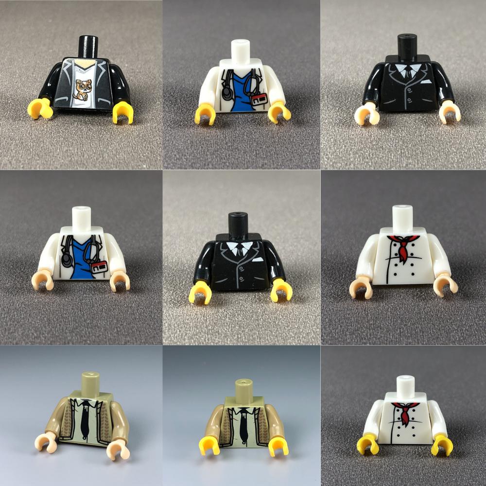 10pcs MOC Bricks Suit Chef doctor Body Part Torso Building Blocks Accessories Assembles Particles Toys Gifts